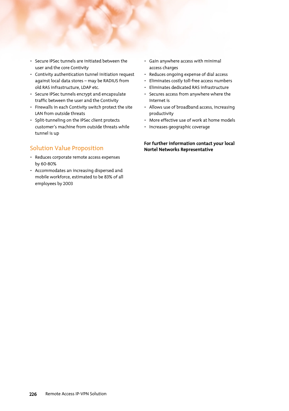 Solution value proposition | Nortel Networks 7400 User Manual | Page 235 / 252