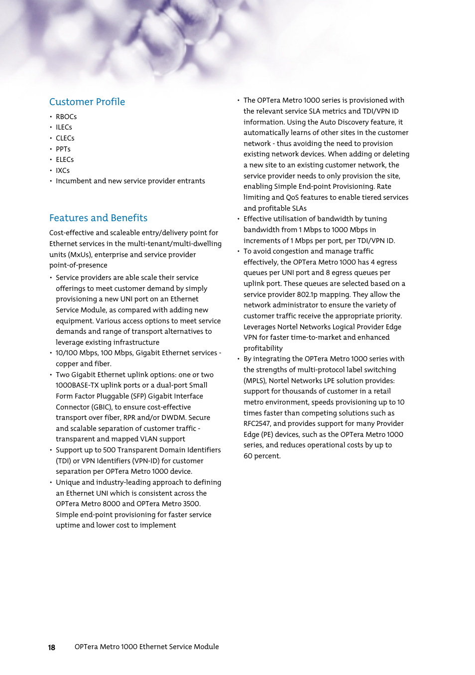 Customer profile, Features and benefits | Nortel Networks 7400 User Manual | Page 27 / 252