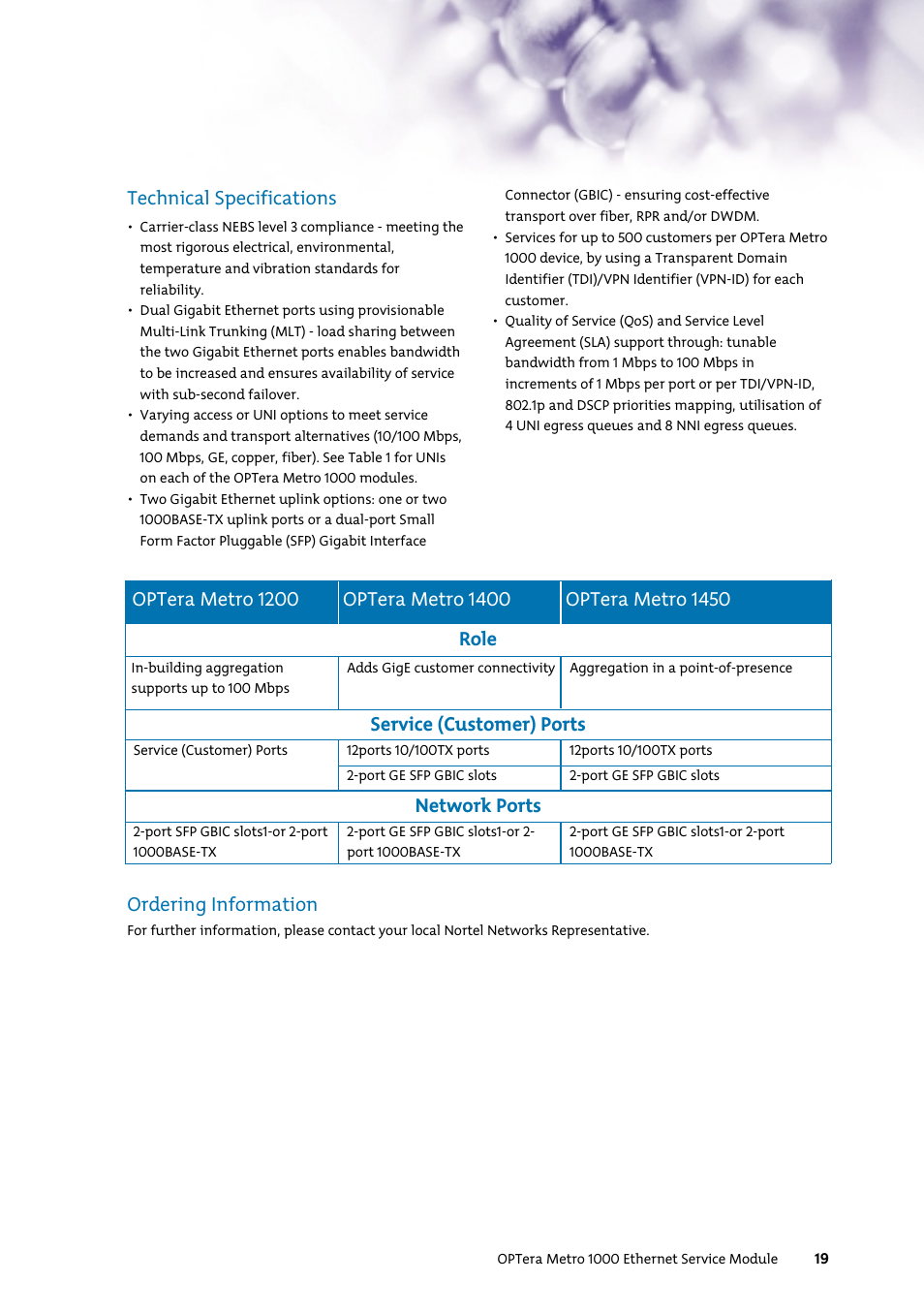 Technical specifications | Nortel Networks 7400 User Manual | Page 28 / 252