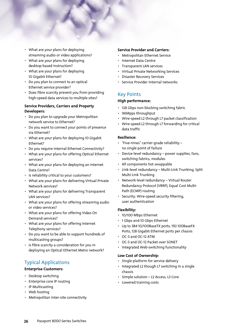Typical applications, Key points | Nortel Networks 7400 User Manual | Page 35 / 252