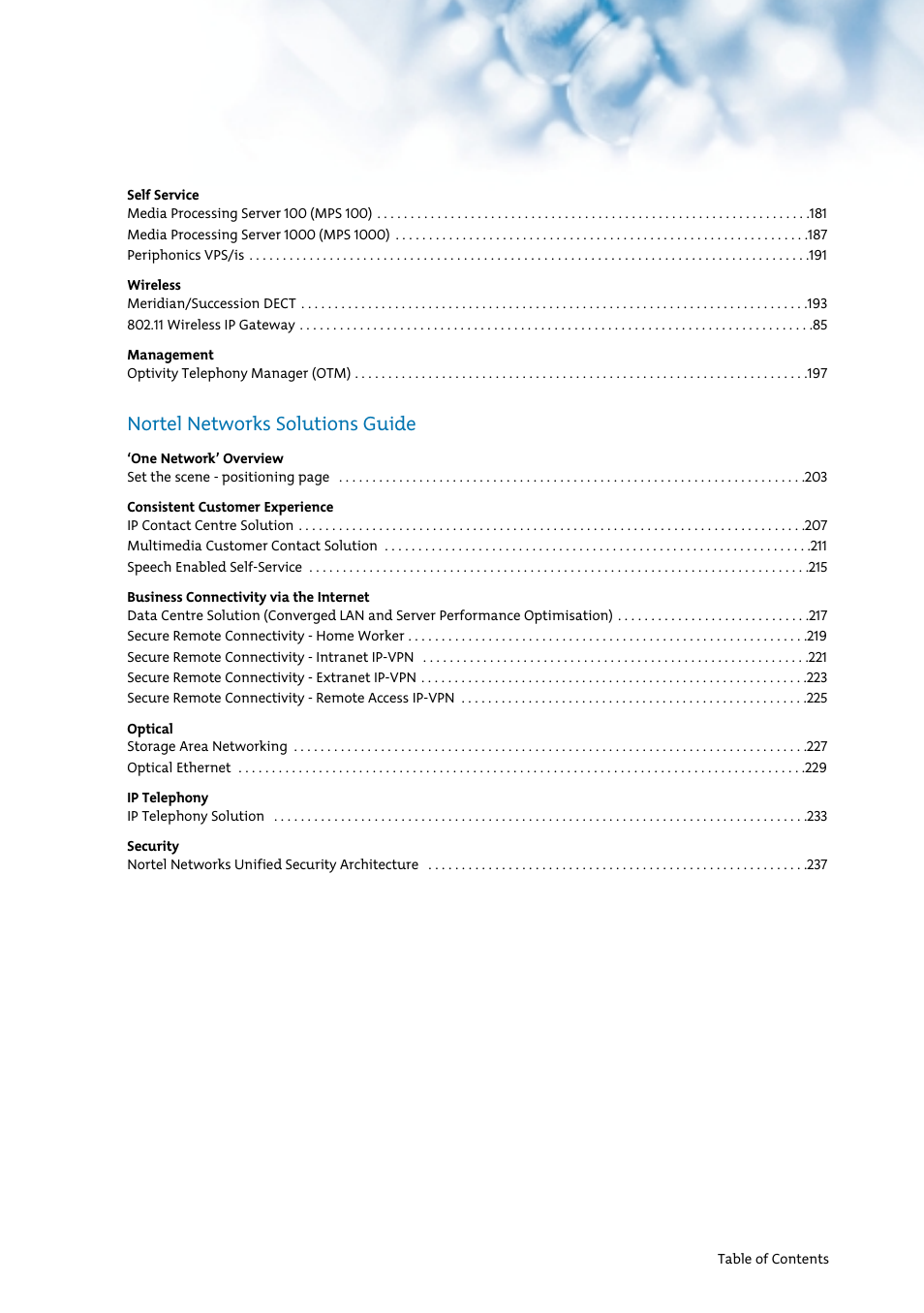 Nortel networks solutions guide | Nortel Networks 7400 User Manual | Page 4 / 252