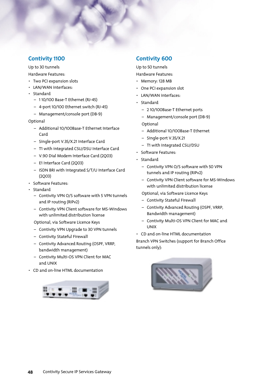 Contivity 1100, Contivity 600 | Nortel Networks 7400 User Manual | Page 57 / 252