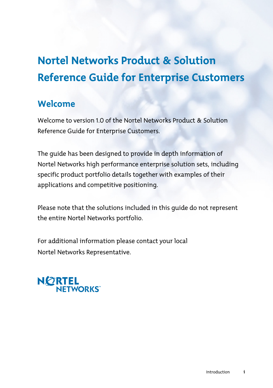 Welcome | Nortel Networks 7400 User Manual | Page 6 / 252