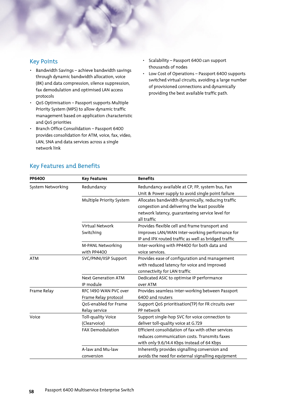 Key points, Key features and benefits | Nortel Networks 7400 User Manual | Page 67 / 252