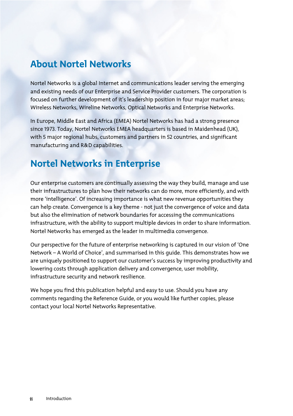 About nortel networks, Nortel networks in enterprise | Nortel Networks 7400 User Manual | Page 7 / 252