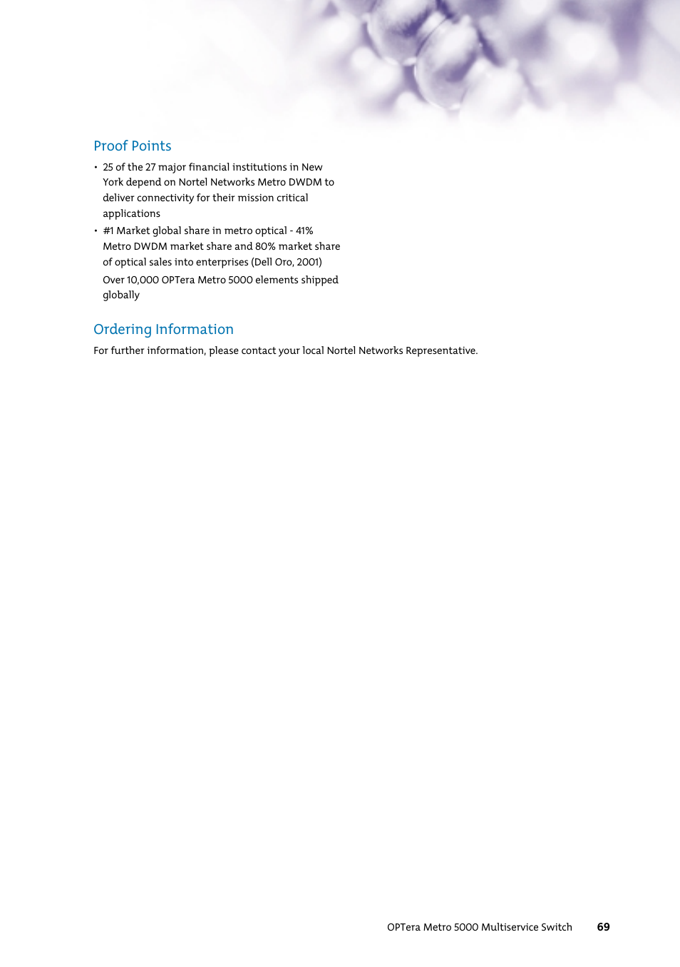 Proof points, Ordering information | Nortel Networks 7400 User Manual | Page 78 / 252