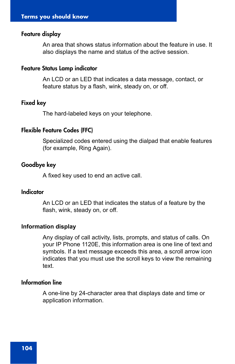 Nortel Networks Nortel IP Phone 1110 User Manual | Page 104 / 114