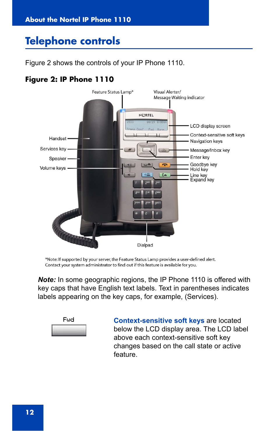Telephone controls | Nortel Networks Nortel IP Phone 1110 User Manual | Page 12 / 114