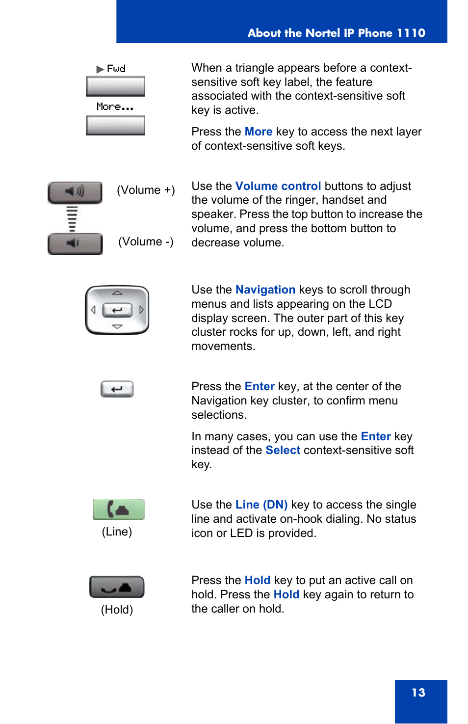 Nortel Networks Nortel IP Phone 1110 User Manual | Page 13 / 114