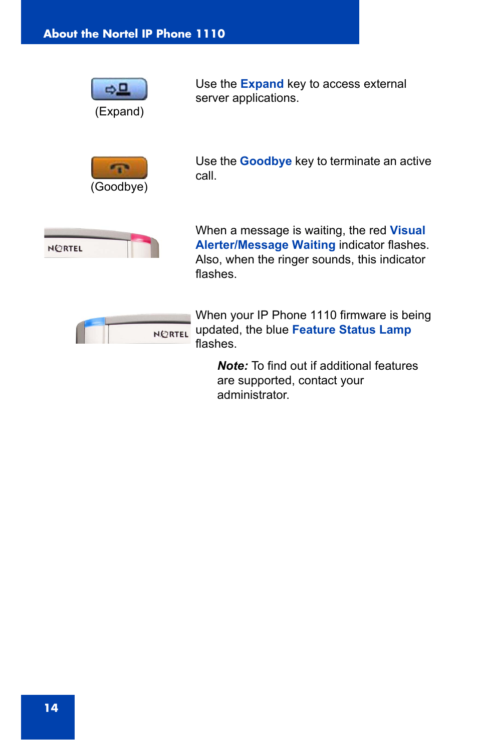 Nortel Networks Nortel IP Phone 1110 User Manual | Page 14 / 114