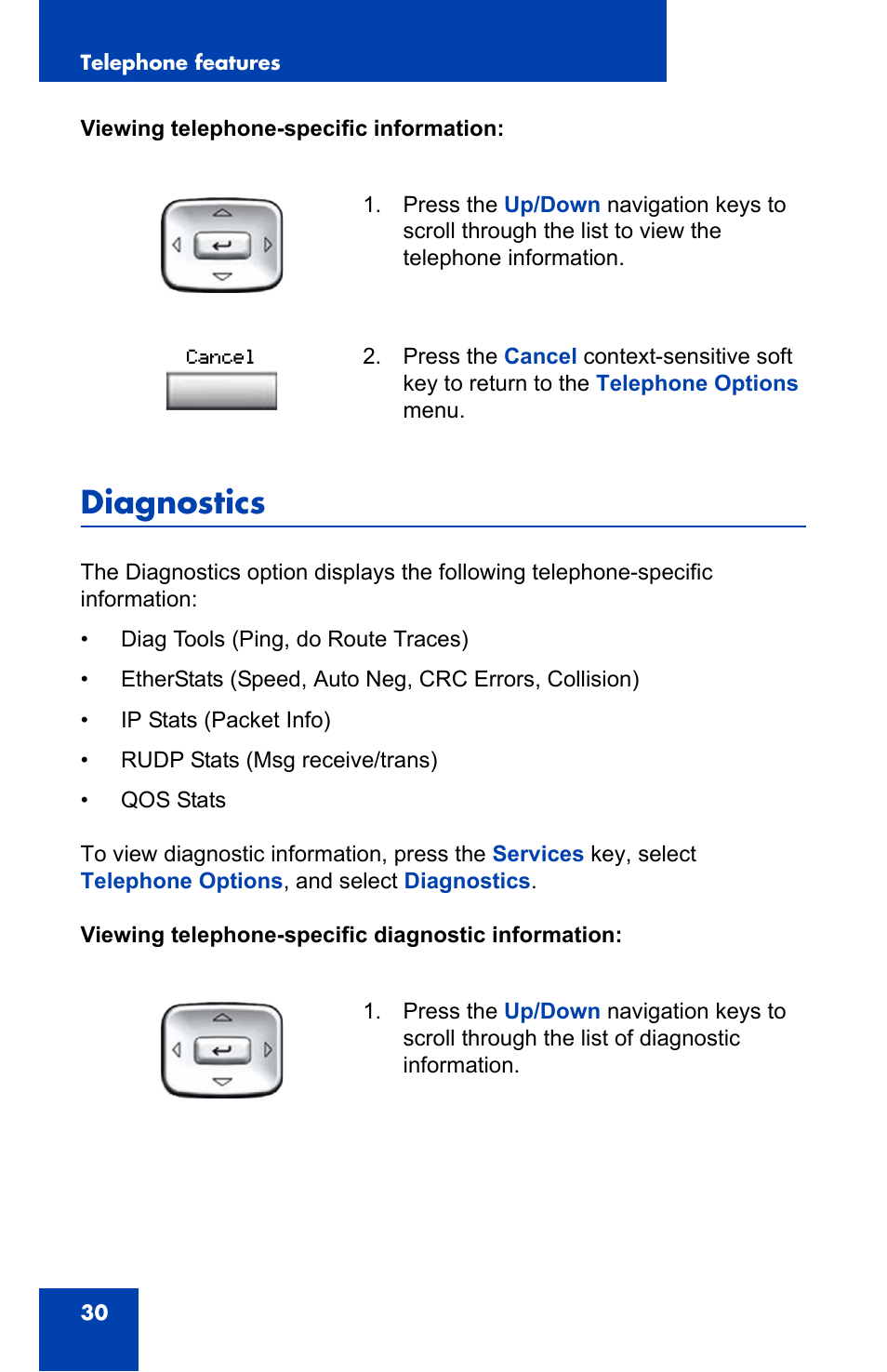 Diagnostics | Nortel Networks Nortel IP Phone 1110 User Manual | Page 30 / 114