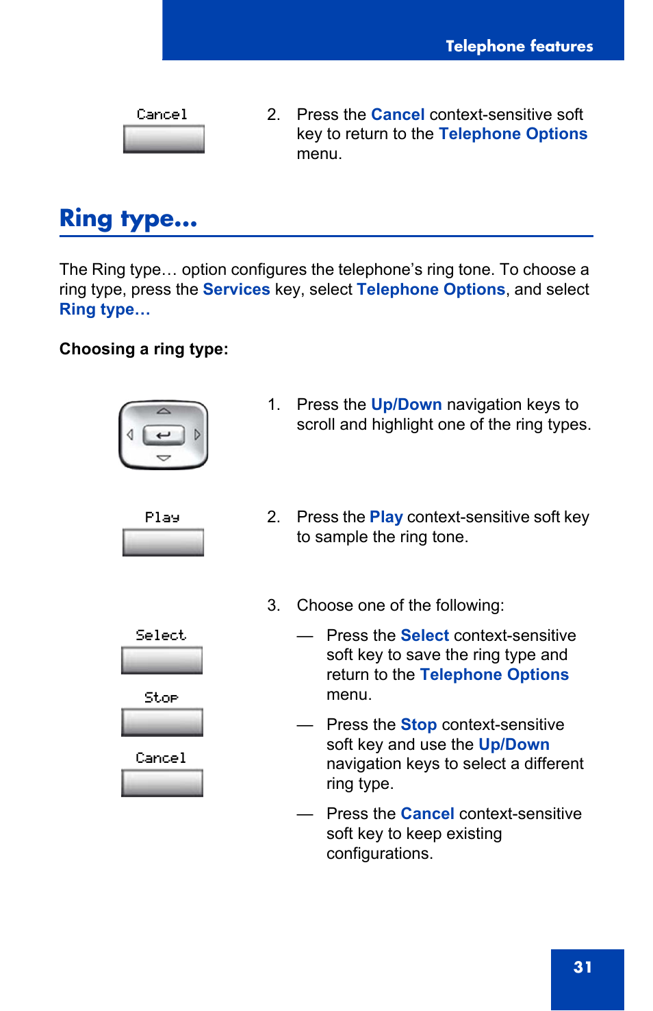 Ring type | Nortel Networks Nortel IP Phone 1110 User Manual | Page 31 / 114