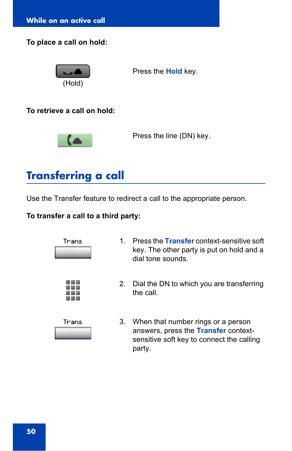 Transferring a call | Nortel Networks Nortel IP Phone 1110 User Manual | Page 50 / 114