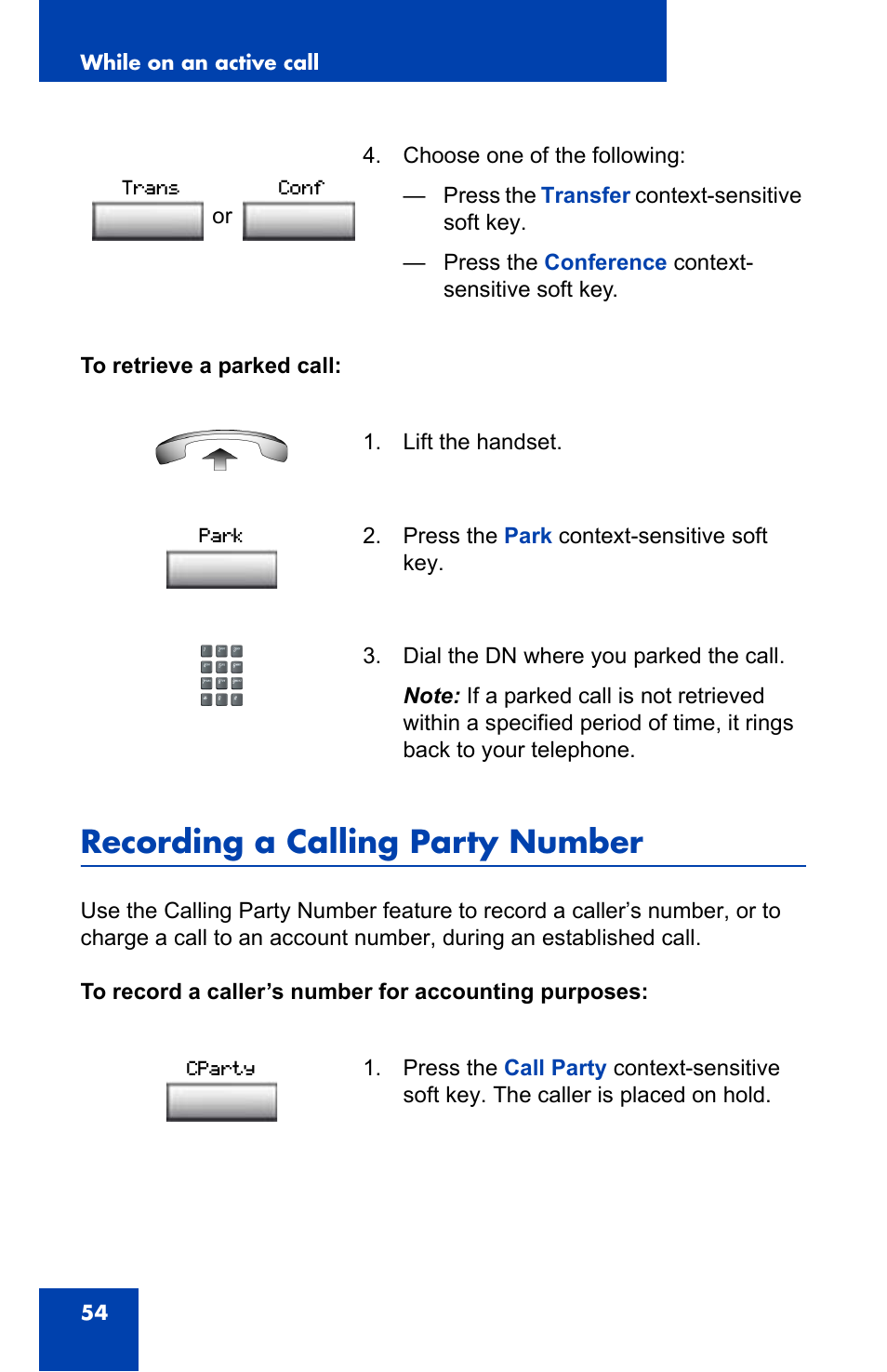 Recording a calling party number | Nortel Networks Nortel IP Phone 1110 User Manual | Page 54 / 114