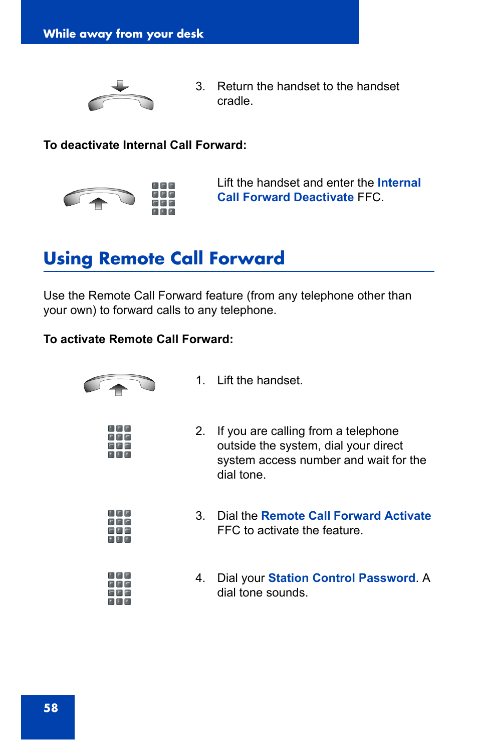 Using remote call forward | Nortel Networks Nortel IP Phone 1110 User Manual | Page 58 / 114