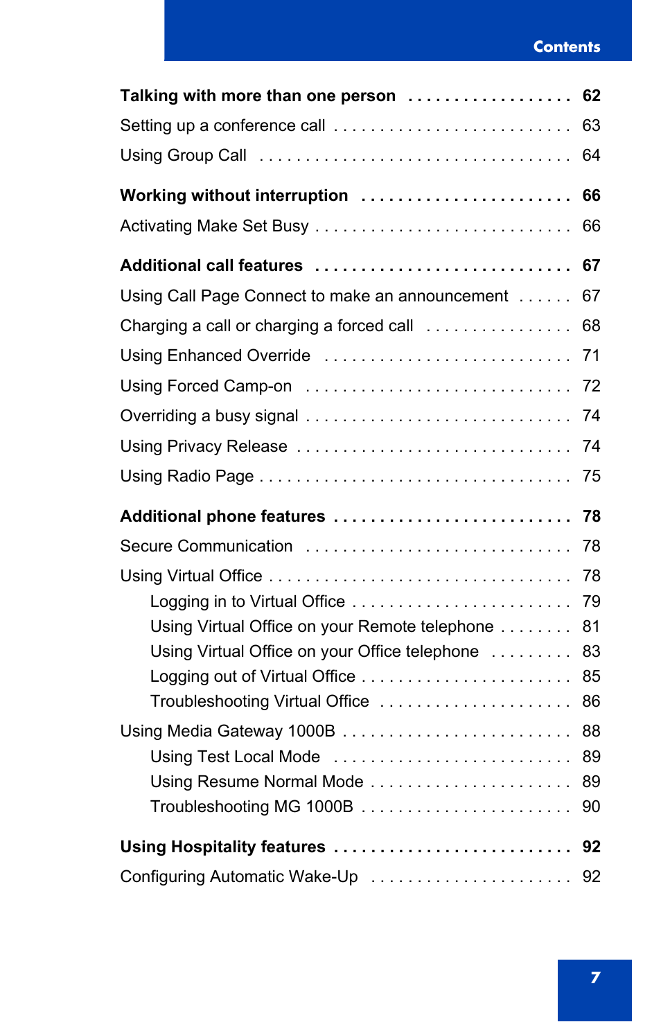 Nortel Networks Nortel IP Phone 1110 User Manual | Page 7 / 114