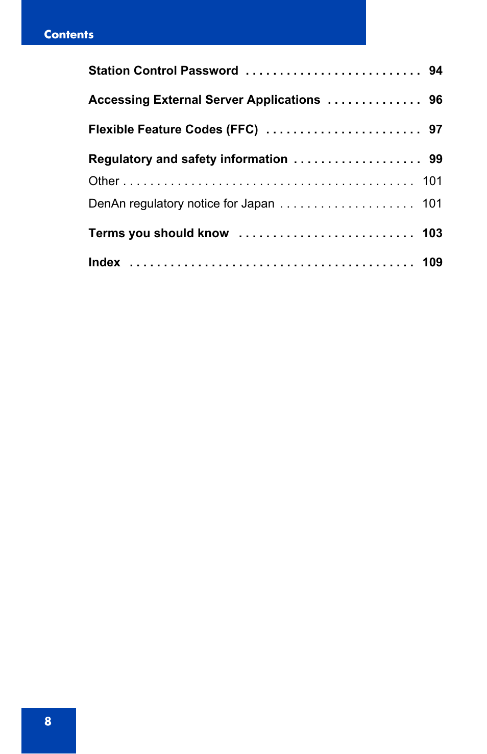 Nortel Networks Nortel IP Phone 1110 User Manual | Page 8 / 114