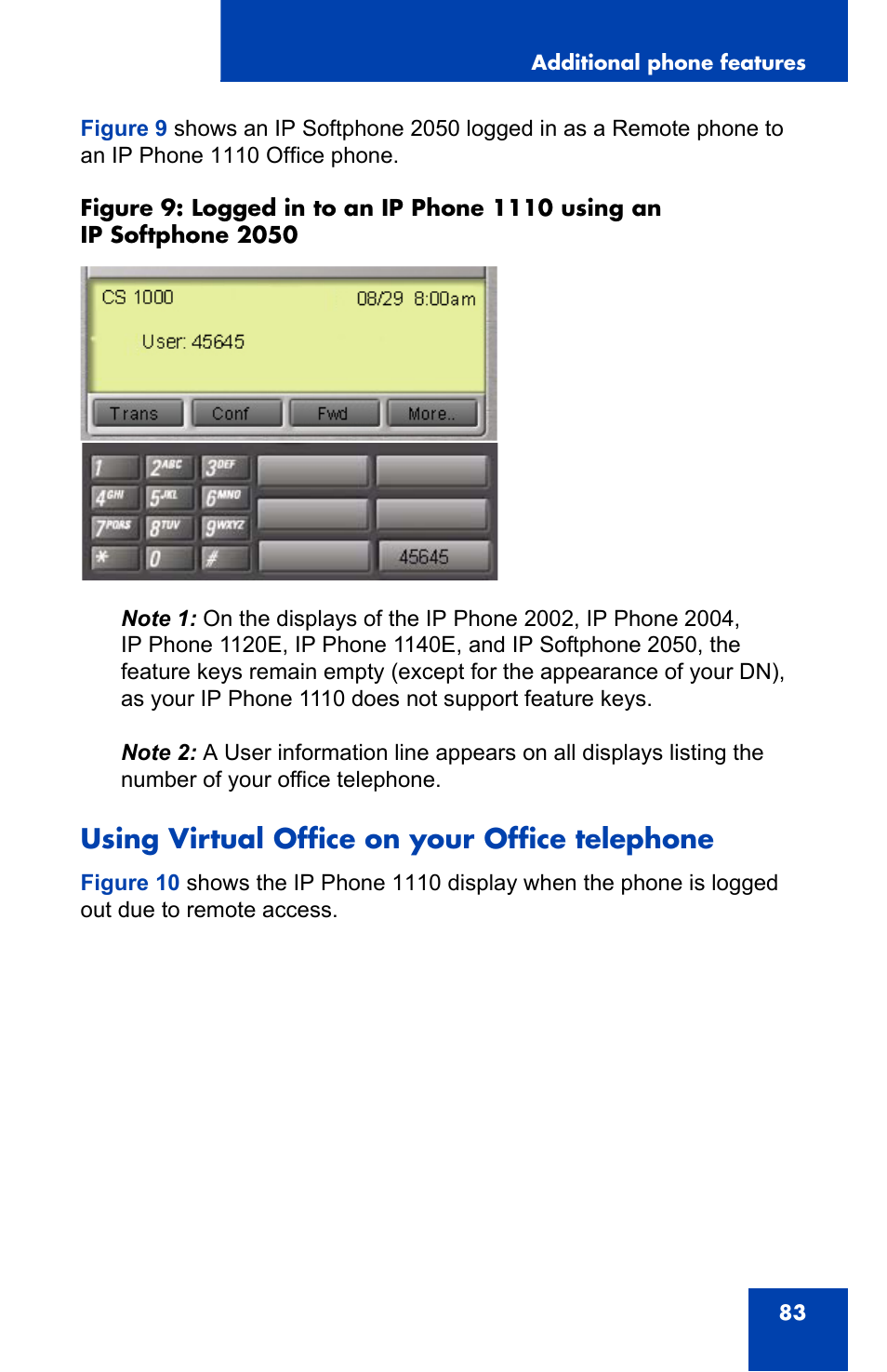 Using virtual office on your office telephone | Nortel Networks Nortel IP Phone 1110 User Manual | Page 83 / 114