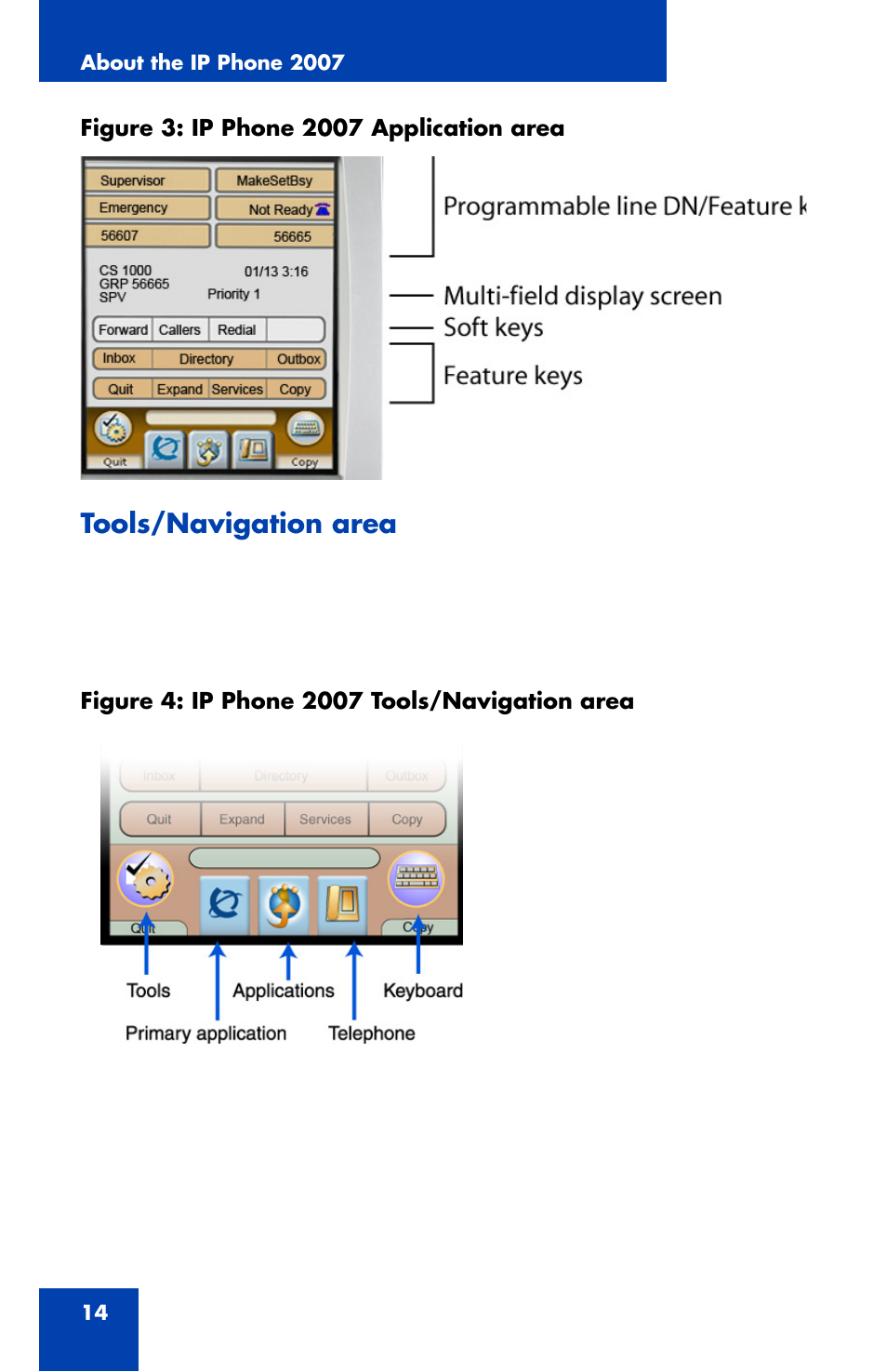 Tools/navigation area | Nortel Networks 2007 User Manual | Page 14 / 54