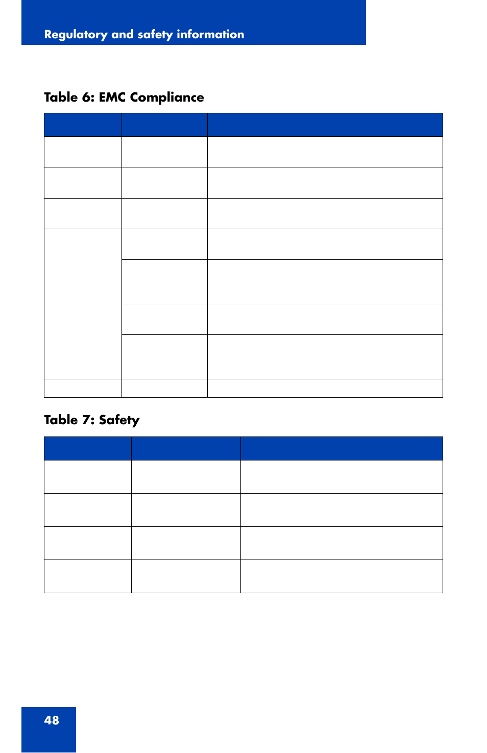 Table 6: emc compliance | Nortel Networks 2007 User Manual | Page 48 / 54
