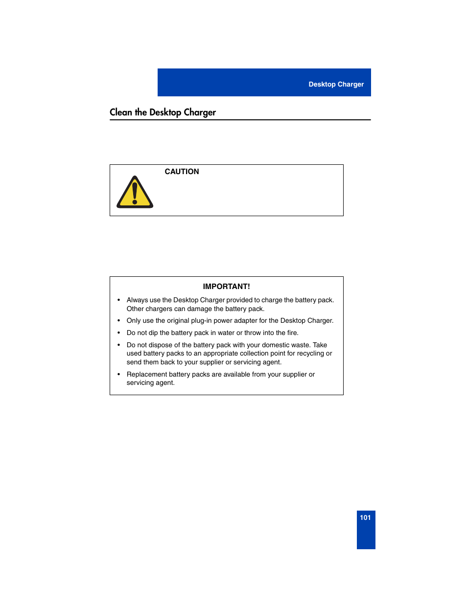 Clean the desktop charger | Nortel Networks 2210 User Manual | Page 101 / 116