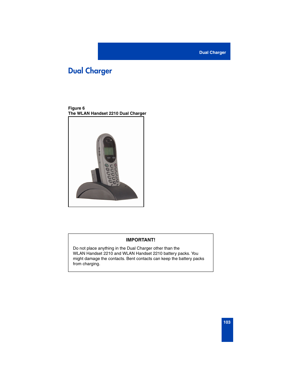 Dual charger | Nortel Networks 2210 User Manual | Page 103 / 116
