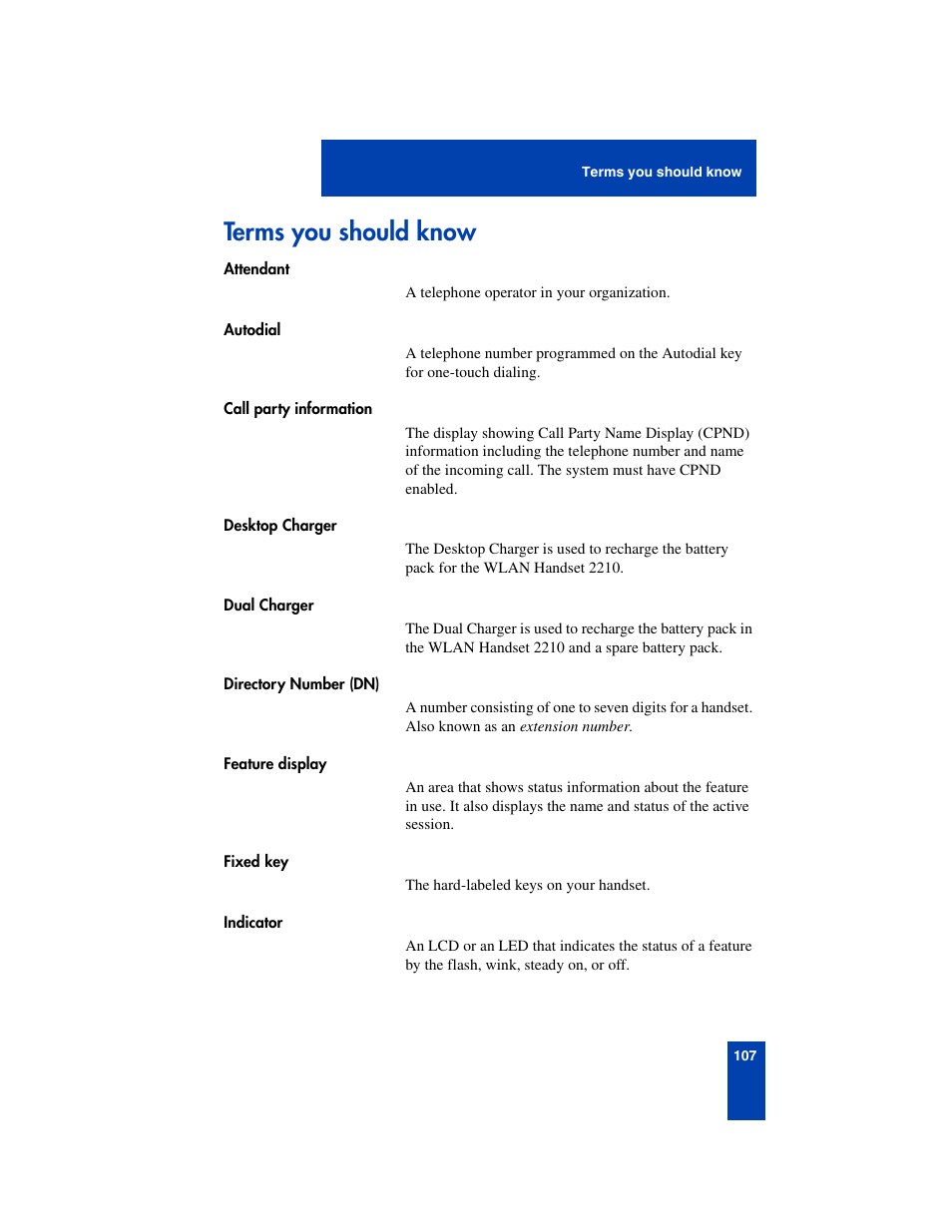 Terms you should know | Nortel Networks 2210 User Manual | Page 107 / 116