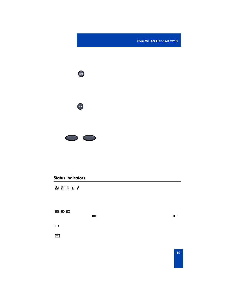 Status indicators | Nortel Networks 2210 User Manual | Page 19 / 116