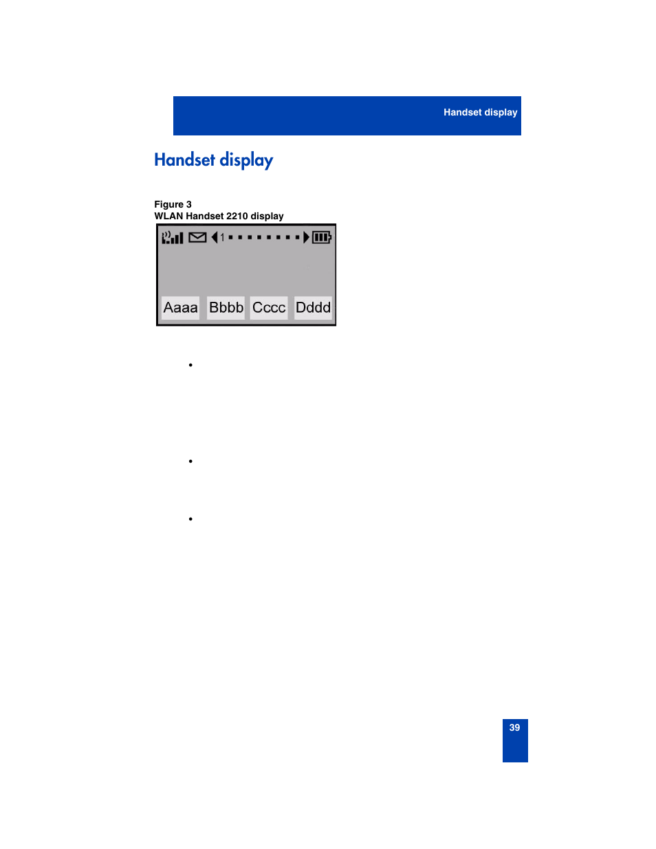 Handset display | Nortel Networks 2210 User Manual | Page 39 / 116
