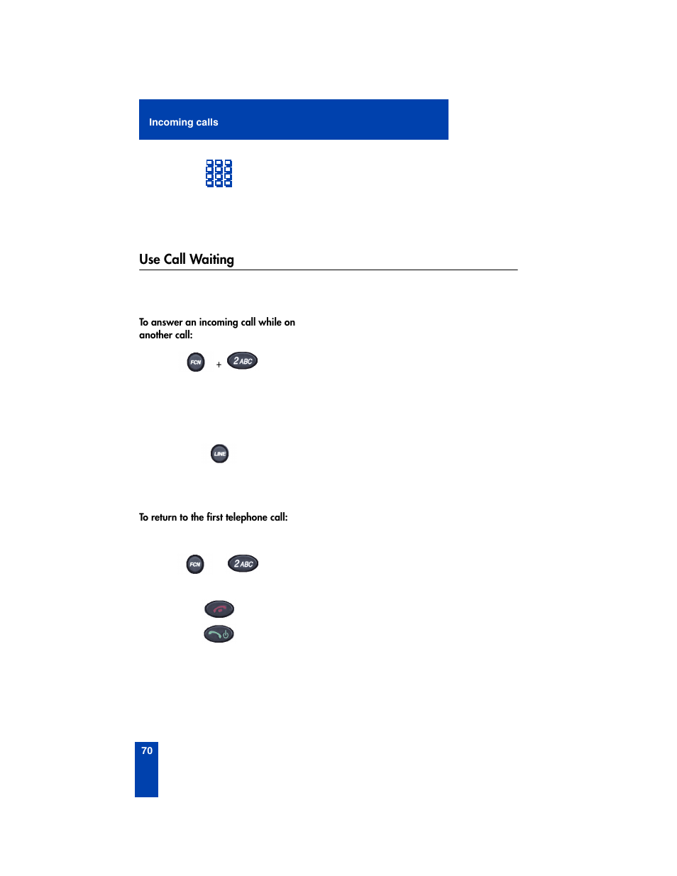 Use call waiting | Nortel Networks 2210 User Manual | Page 70 / 116