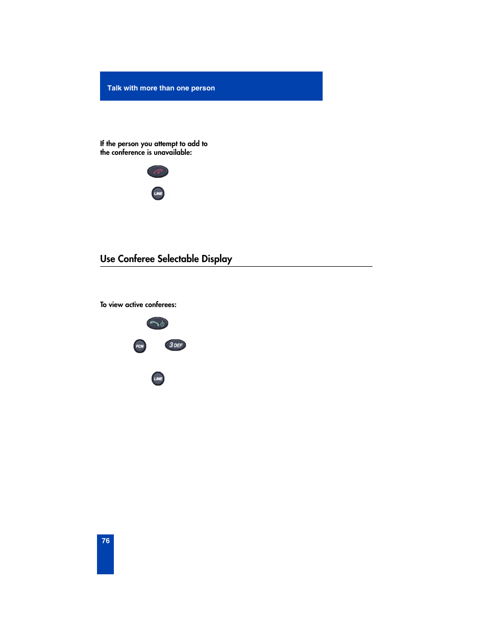 Use conferee selectable display | Nortel Networks 2210 User Manual | Page 76 / 116