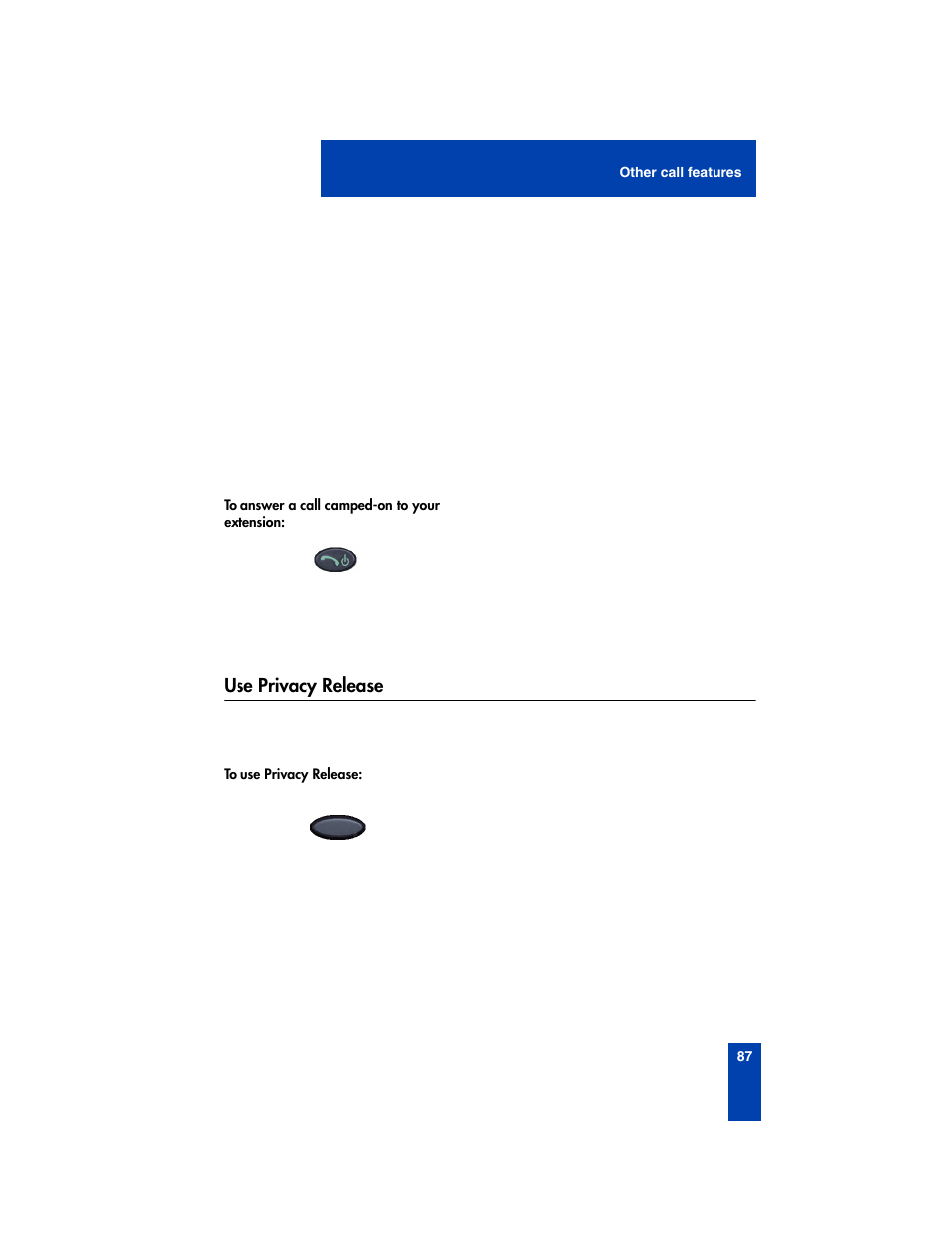Use privacy release | Nortel Networks 2210 User Manual | Page 87 / 116