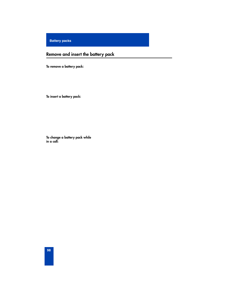 Remove and insert the battery pack | Nortel Networks 2210 User Manual | Page 98 / 116