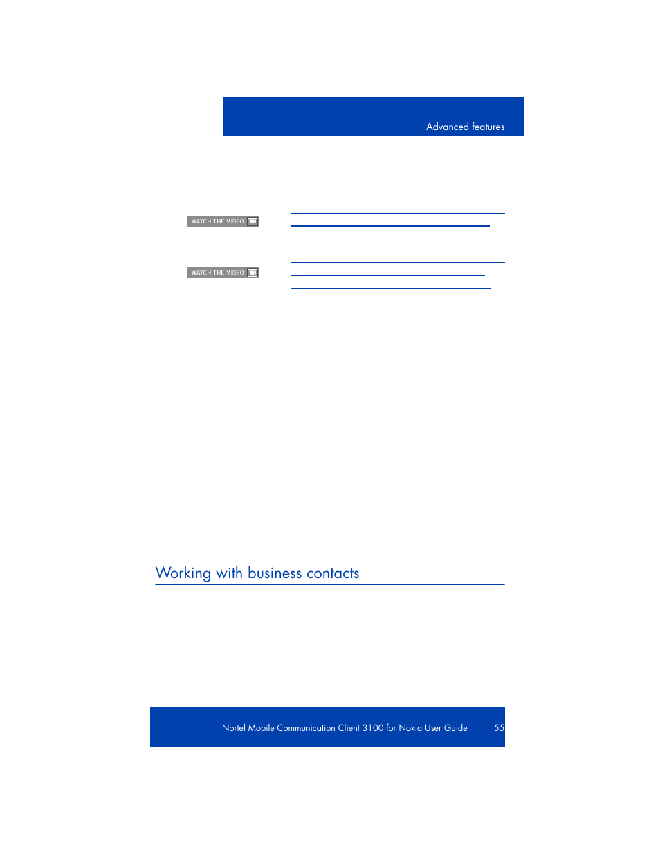 Receiving a call when call screening is enabled, Working with business contacts | Nortel Networks NN42030-102 User Manual | Page 55 / 78