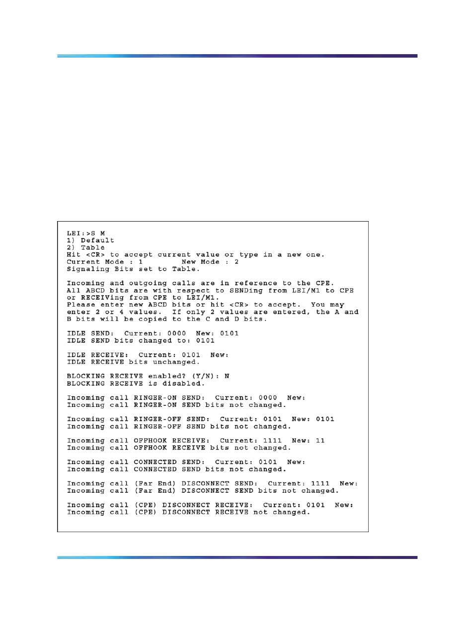 Figure 70 set mode (s m): table screen, Figure 70 "set | Nortel Networks Circuit Card 311 User Manual | Page 304 / 1134