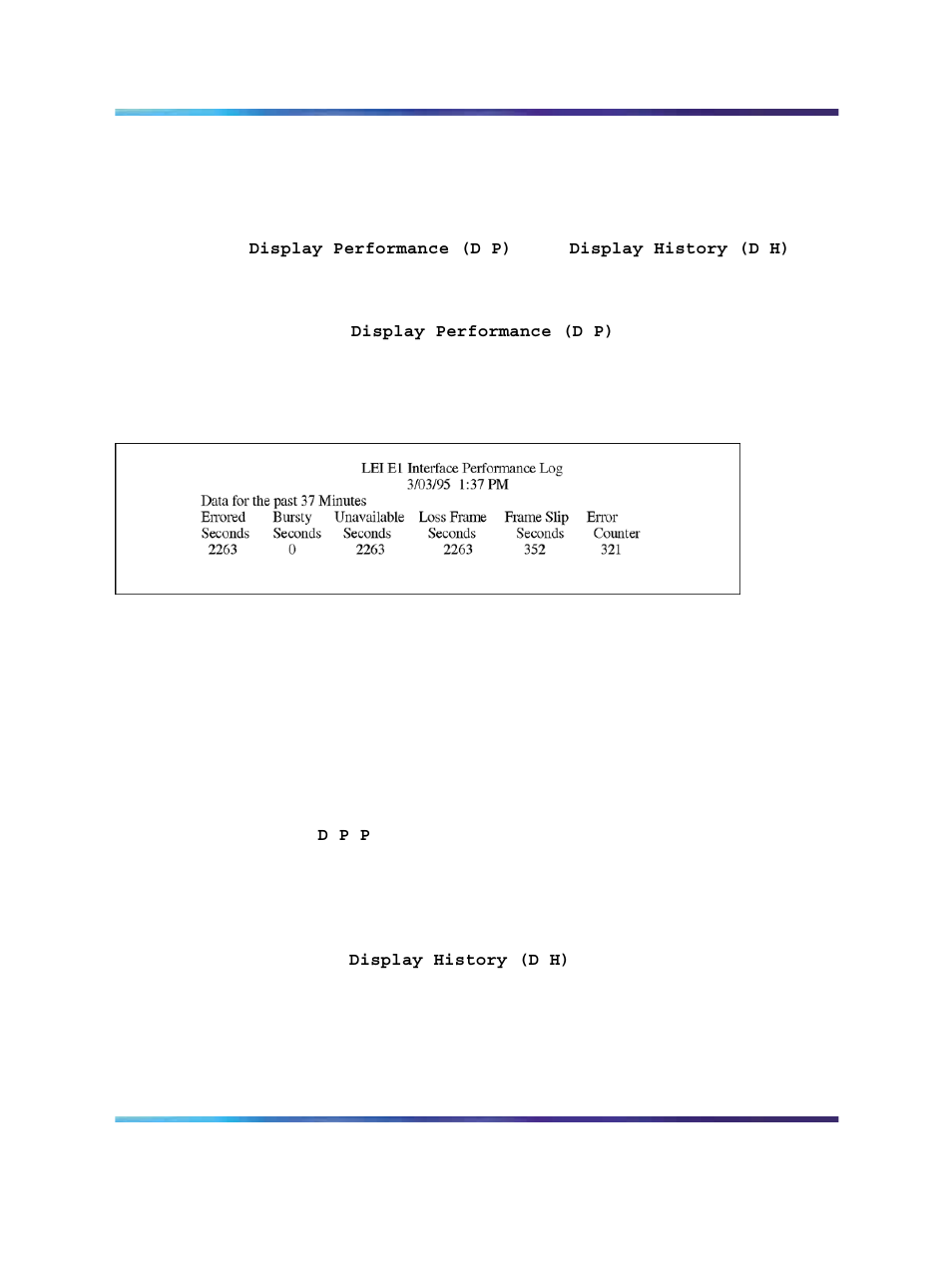 Figure 74 display performance (d p) screen | Nortel Networks Circuit Card 311 User Manual | Page 310 / 1134