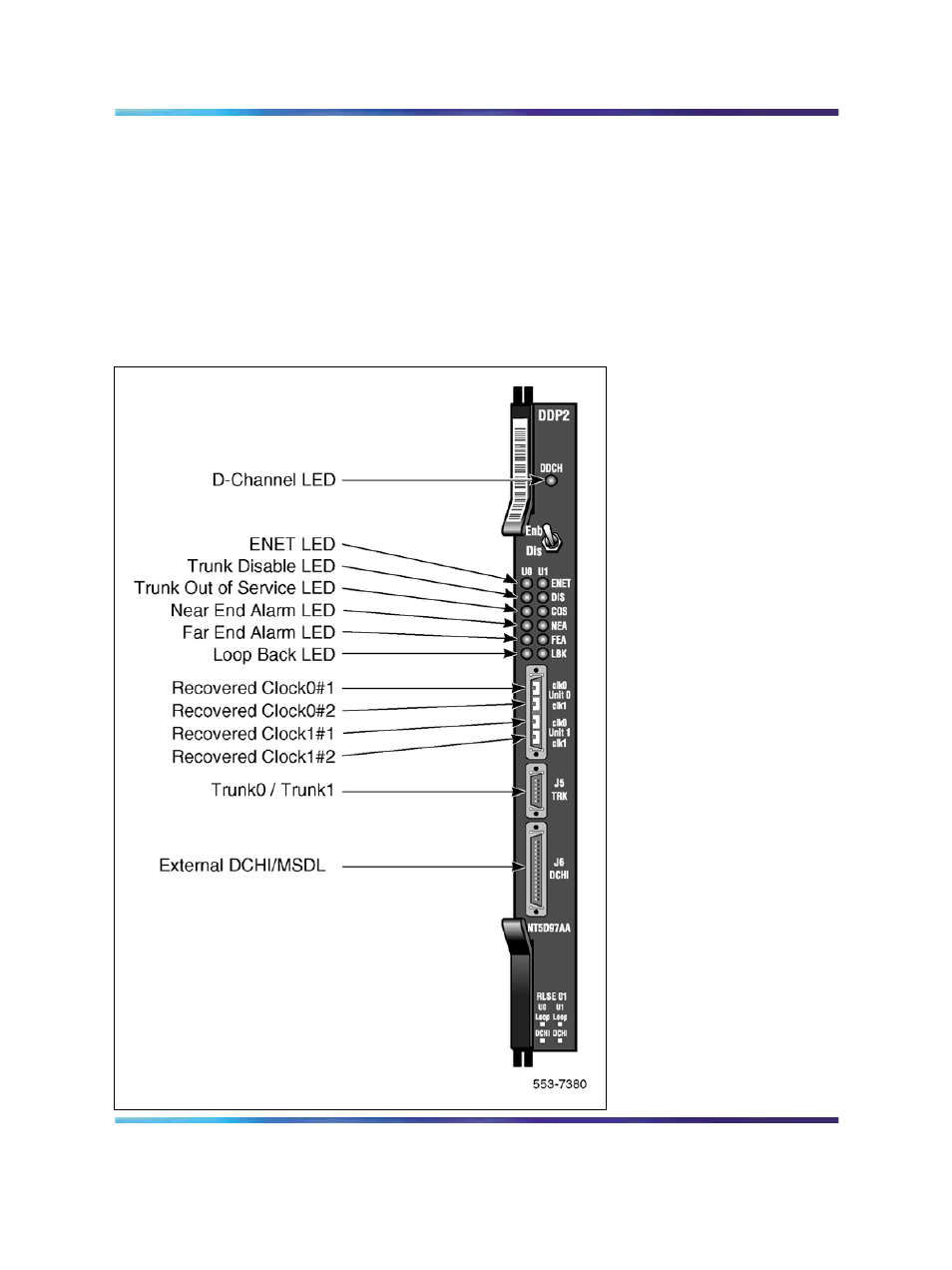 Figure 84 nt5d97 faceplate, Nt5d97 faceplate | Nortel Networks Circuit Card 311 User Manual | Page 327 / 1134