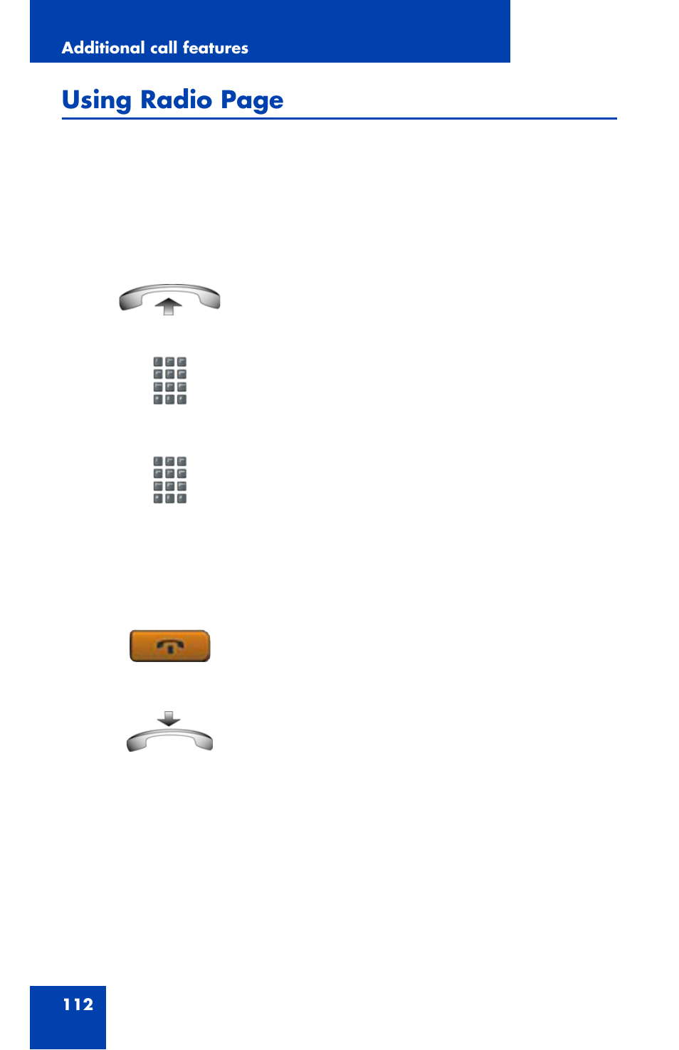 Using radio page | Nortel Networks 1120 User Manual | Page 112 / 160