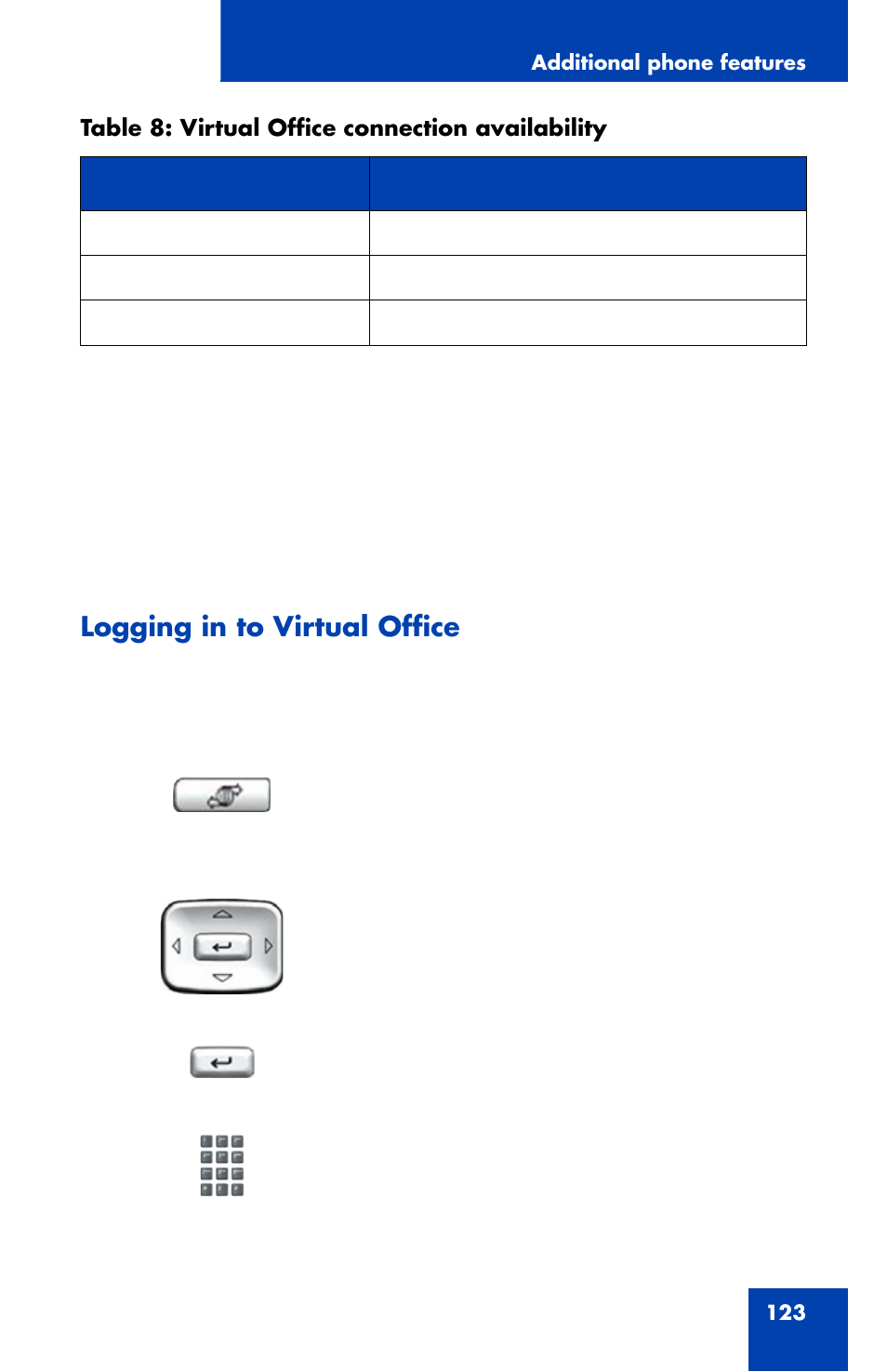 Logging in to virtual office | Nortel Networks 1120 User Manual | Page 123 / 160