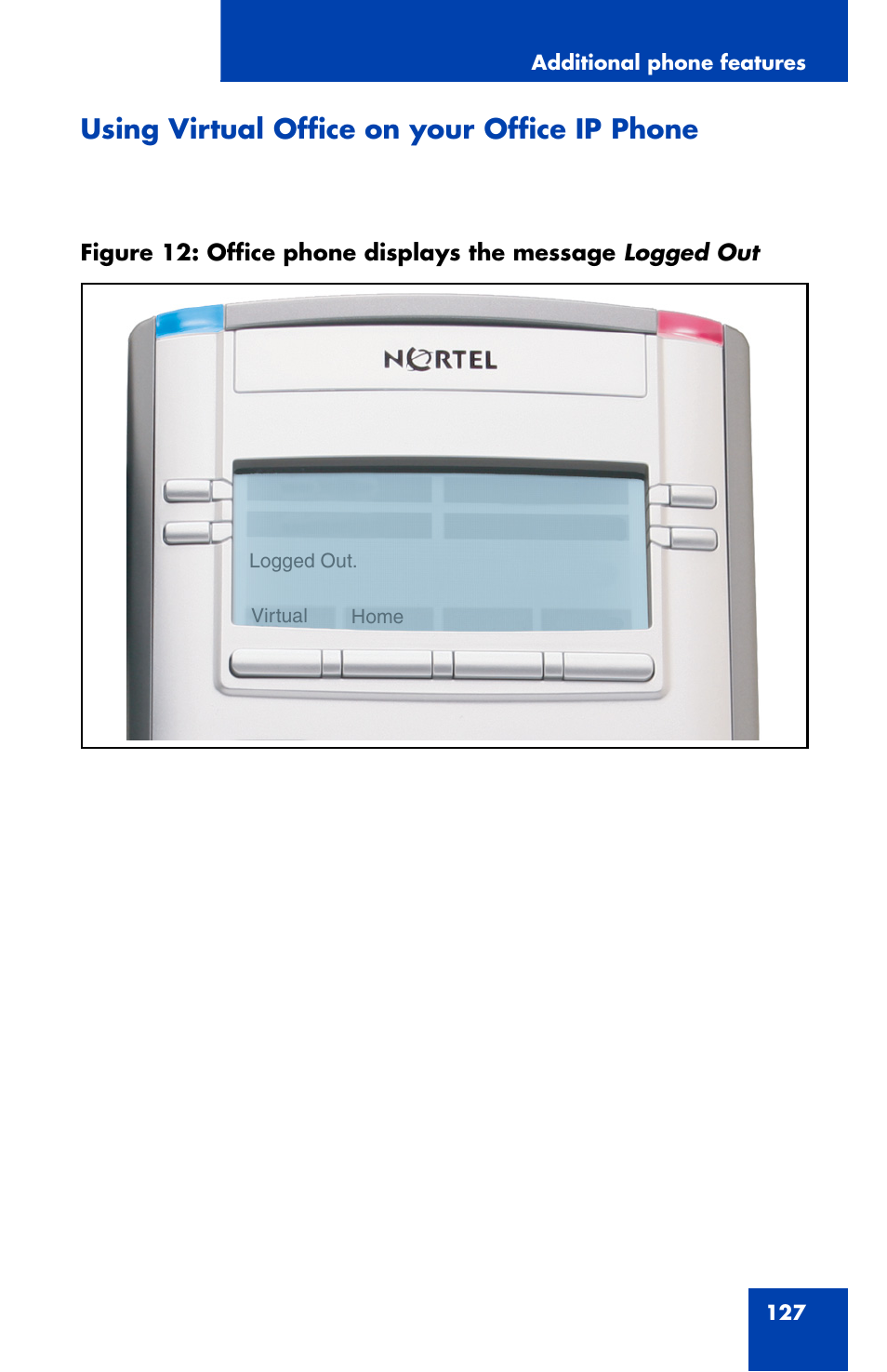 Using virtual office on your office ip phone | Nortel Networks 1120 User Manual | Page 127 / 160