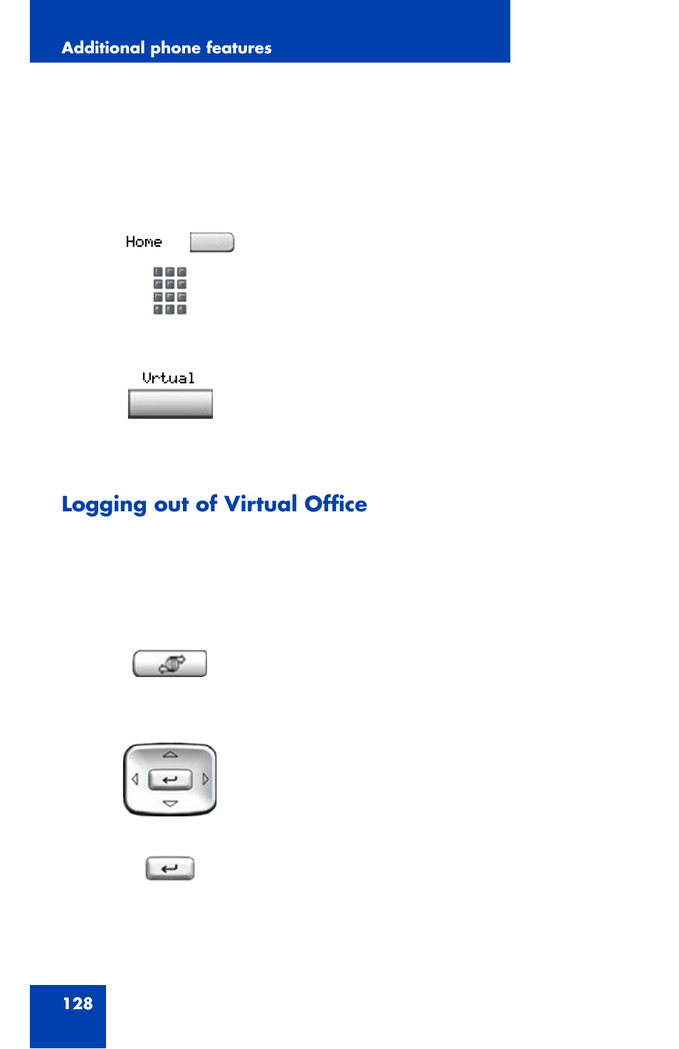 Logging out of virtual office | Nortel Networks 1120 User Manual | Page 128 / 160