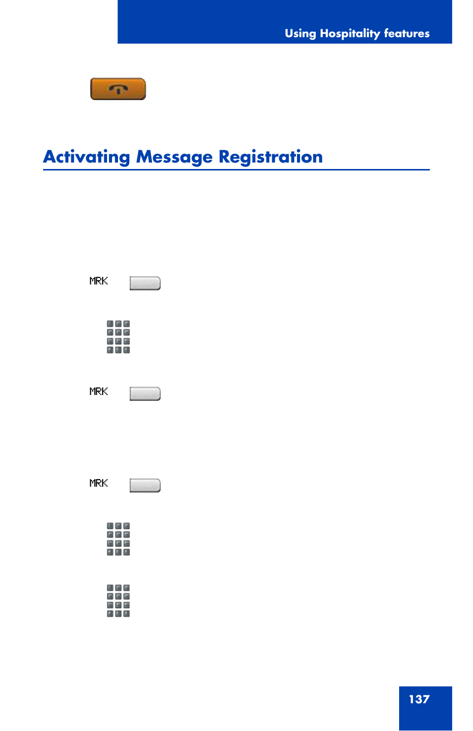 Activating message registration | Nortel Networks 1120 User Manual | Page 137 / 160