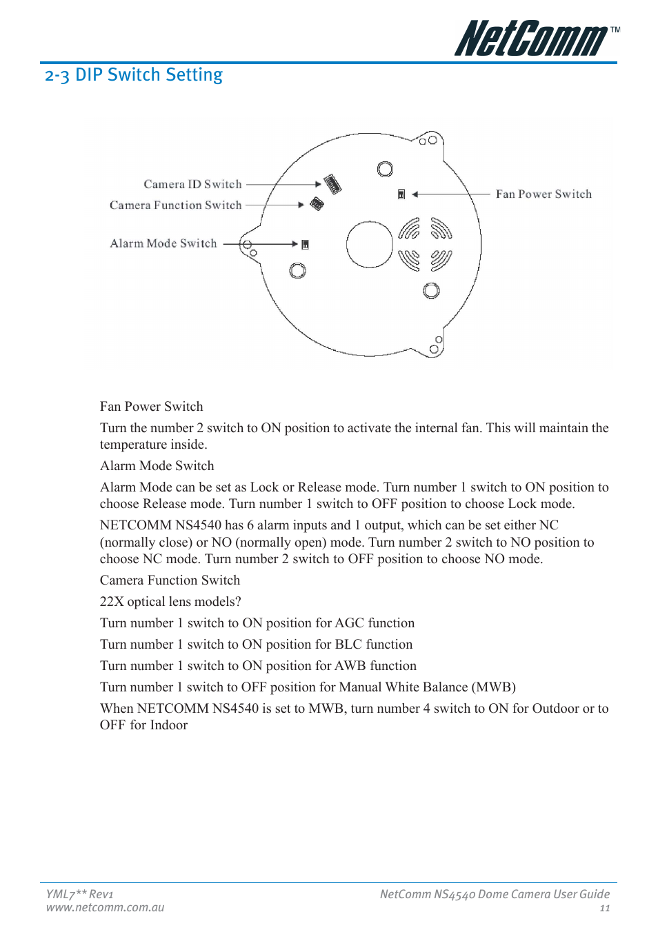 3 dip switch setting | Nortel Networks NS4540 User Manual | Page 11 / 58