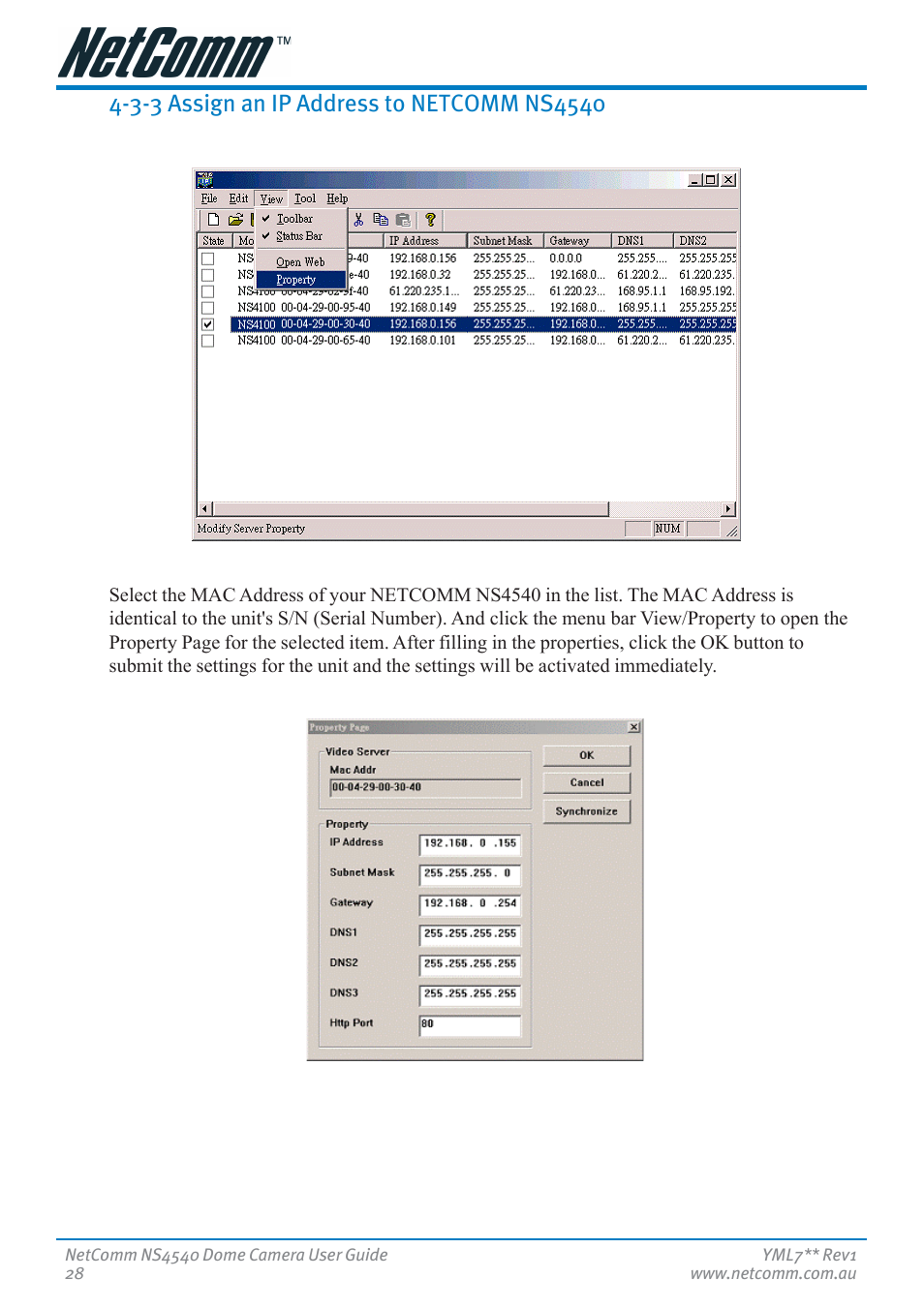 3-3 assign an ip address to netcomm ns4540 | Nortel Networks NS4540 User Manual | Page 28 / 58