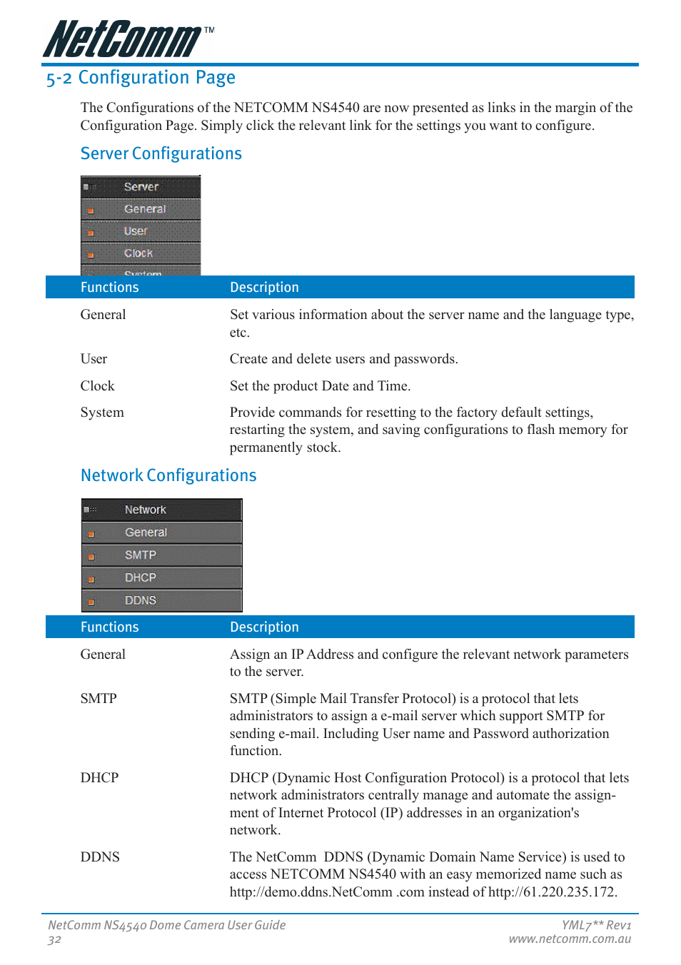 Server configurations, Network configurations, Server configurations network configurations | 2 configuration page | Nortel Networks NS4540 User Manual | Page 32 / 58