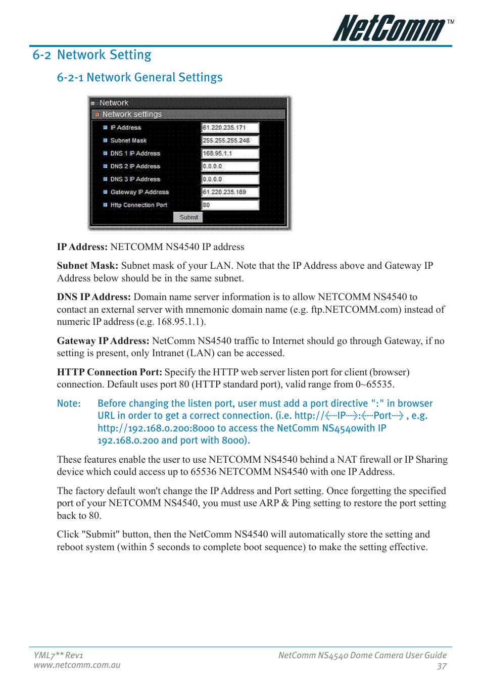 2 network setting, 2-1 network general settings | Nortel Networks NS4540 User Manual | Page 37 / 58