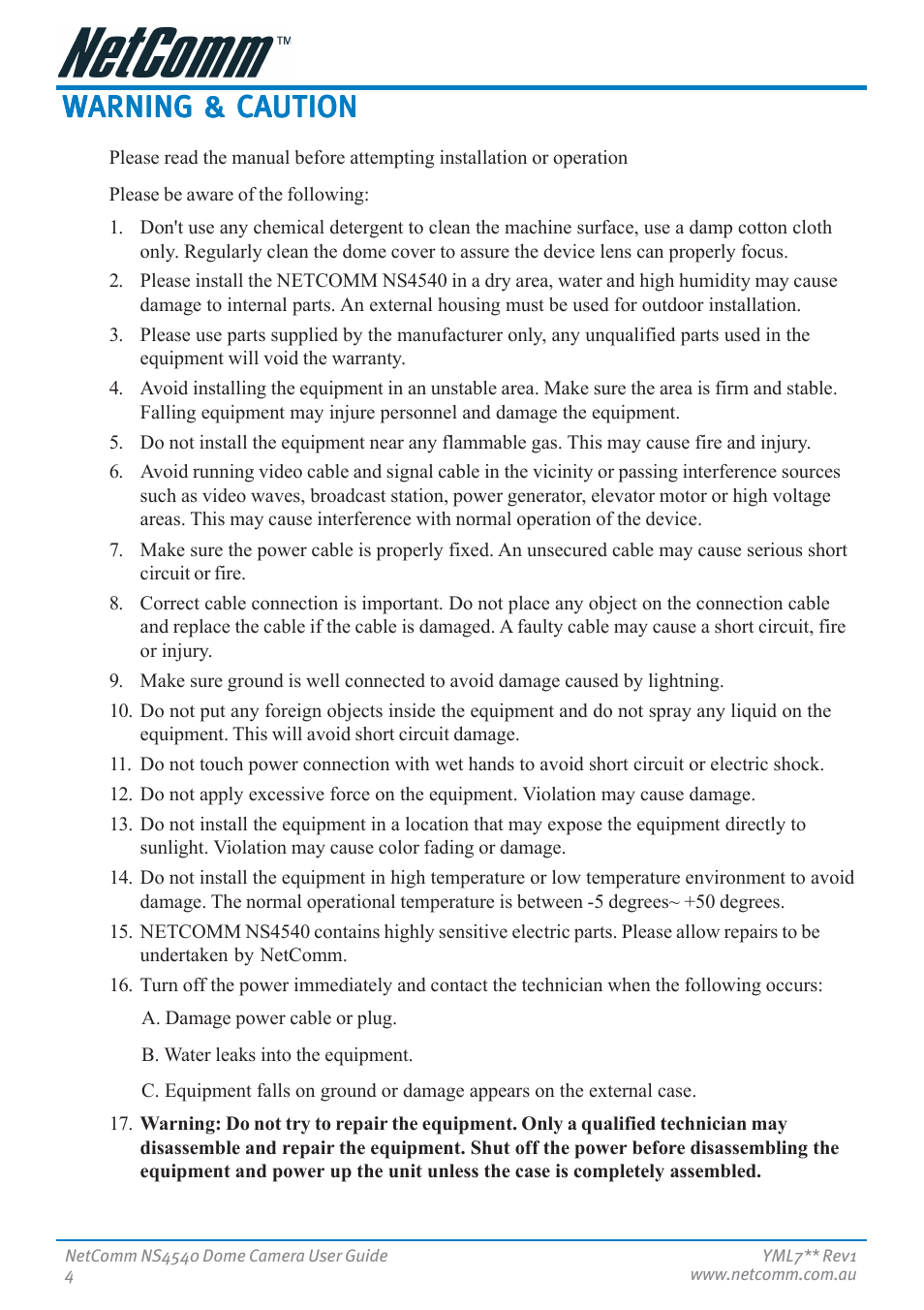 Warning & caution | Nortel Networks NS4540 User Manual | Page 4 / 58