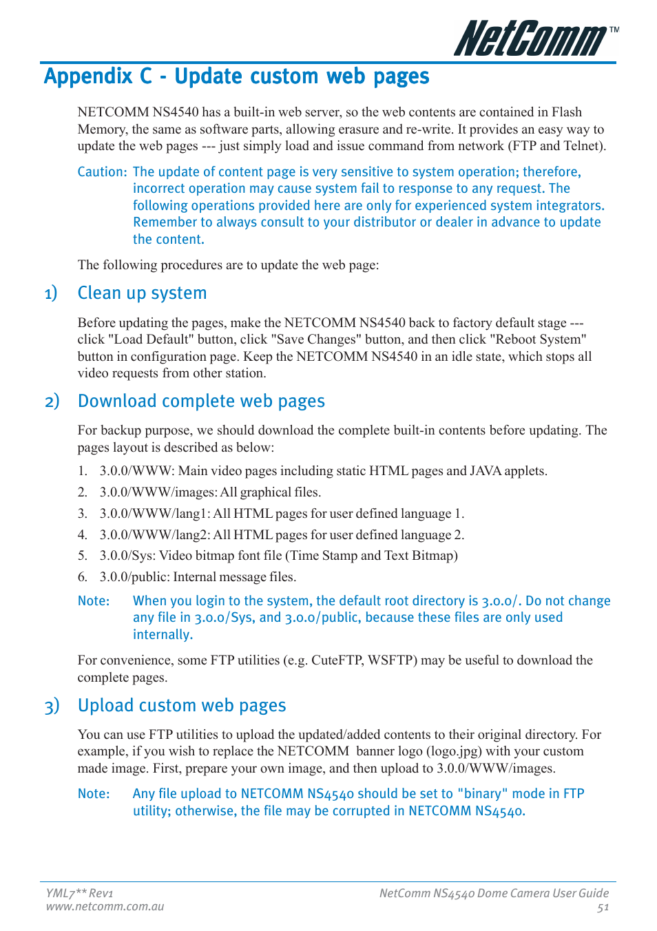 1) clean up system, Appendix c - update custom web pages, 2) download complete web pages | 3) upload custom web pages | Nortel Networks NS4540 User Manual | Page 51 / 58