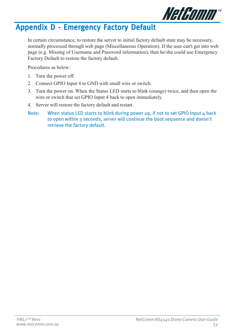 Appendix d - emergency factory default | Nortel Networks NS4540 User Manual | Page 53 / 58