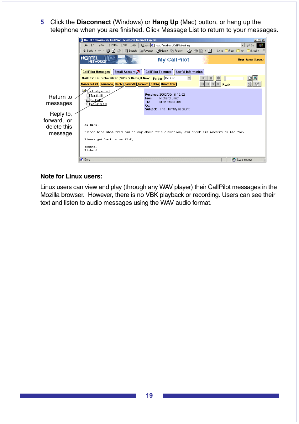 Nortel Networks CallPilot Desktop Messaging User Manual | Page 19 / 72